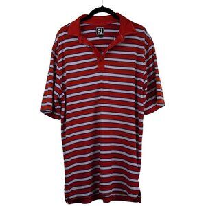FootJoy FJ Red‎ Striped Golf Polo Shirt Athletic Fit Short Sleeve Sz M